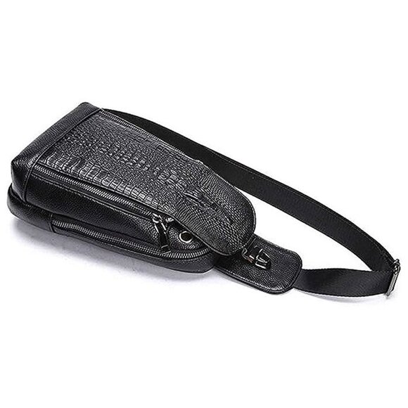 Leather Sling Bag Crossbody Backpack for Men Women-13black main image 4